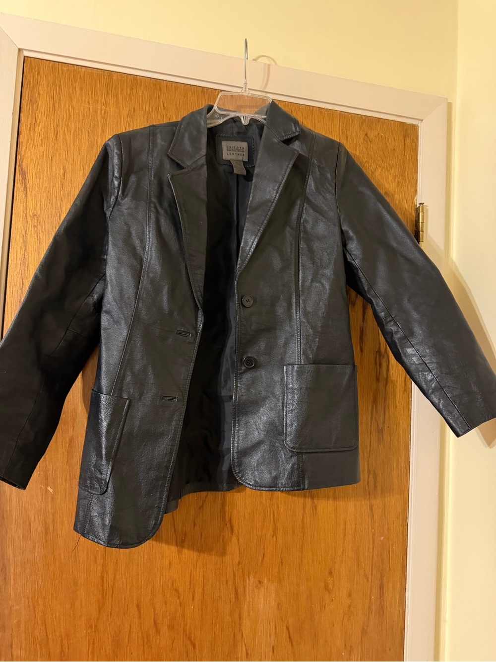 JohnPaulRichard Black Leather Blazer Jacket